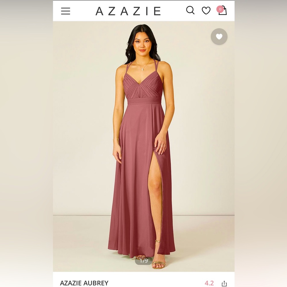 Azazie Aubrey Bridesmaid Formal Prom Dress in Dusty Rose Size 14